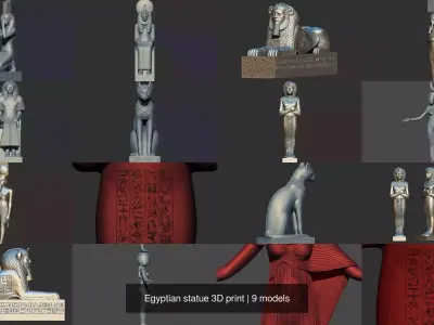 Egyptian statue 3D print 3D Model Collection