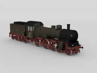 German historical steam locomotive P8 3D model