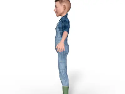 3D Cartoon Character Farmer 3D model