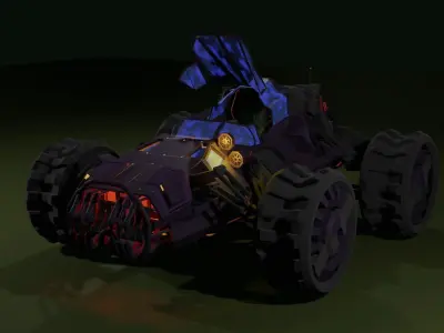 buggy futuristic vehicle Low-poly 3D model