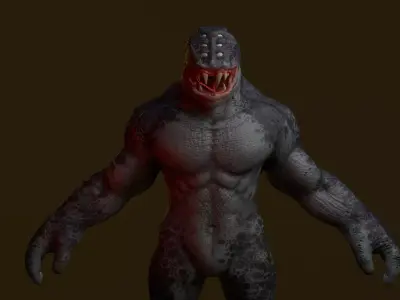 Beast humanoid creature Low-poly 3D model