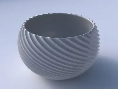 Bowl spheric twisted with bent extruded lines 2 3D print model