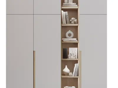 Wardrobe 4 with shelves and bookshelf 3D model