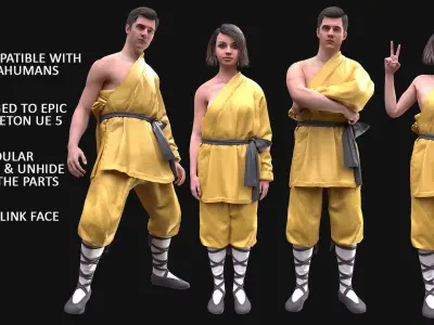 Mens and Womens Martial Suits 3D Model Collection