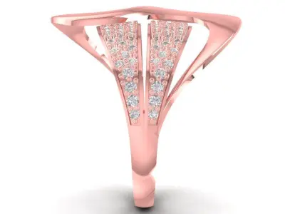 Elegant Wave Design Pave Diamond Ring for Women 2526 3D print model