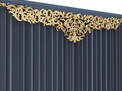 Cornice Classic Curtain 013 Low-poly 3D model