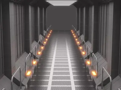 3D Sci fi Hallway Free 3D model