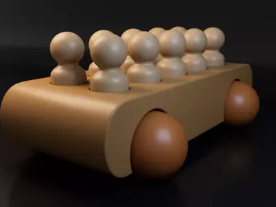 Wooden Toy Car Free low-poly 3D model
