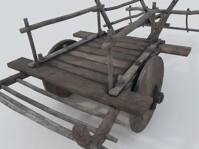 Ox Cart PBR Low Poly Improved Low-poly 3D model