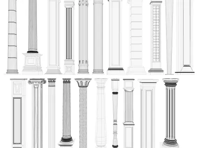 Classical columns pilasters collection 3D model