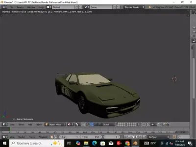 Ferrari Testarossa Low-poly 3D model