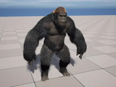UE5 Gorilla Rigged Fur Low-poly 3D model