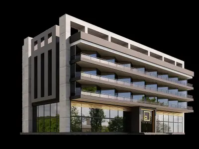 11 Modern Glass Building 3D model