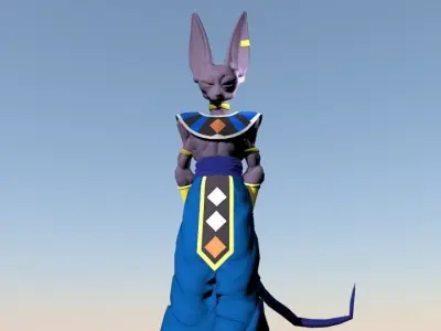 Beerus animated character holding disc Low-poly 3D model