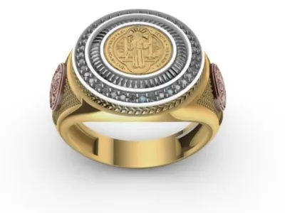 Saint benedict Ring gold benito 3D print model