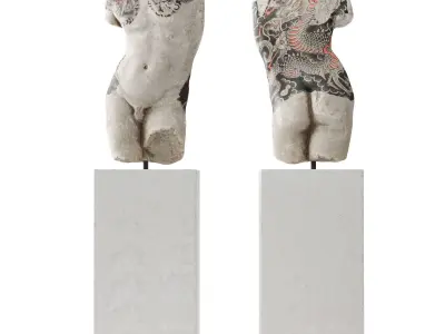 Tattoo classic man torso Low-poly 3D model