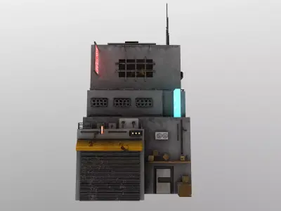  Cyberpunk Building 3  Low-poly 3D model