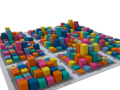Cartoon City Low-poly 3D model