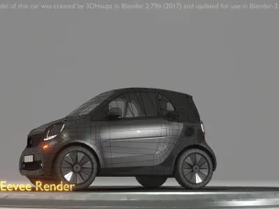 City Car 11 Small Type-E Black  Low-poly 3D model