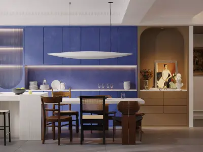 Luxury living room dining room interior scenes 40 3D model