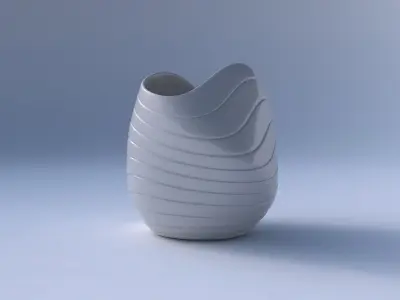 Bowl compressed and twisted with smooth horizontal dents 3D print model
