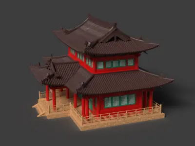 Chinese ancient house   Low-poly 3D model