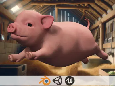 Playful Piglet 3D Pig Model Low-poly 3D model