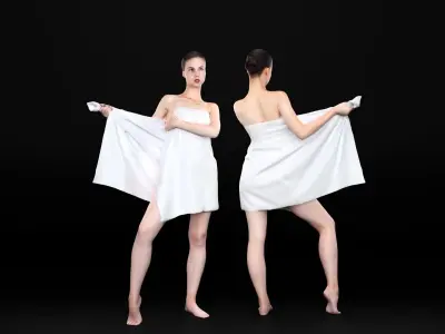 Female in bath towel 03 Low-poly 3D model
