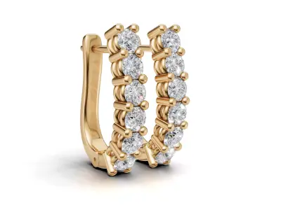 AV 706 Diamond Ladies Huggies Hoop-Earrings 3D print model