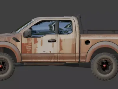 Weathered Post-Apocalyptic Muscle Car 3D Model Low-poly 3D model