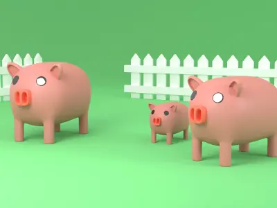 Cartoon Pig Low-poly 3D model