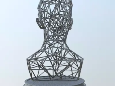 NIKOLA TESLA BUST WIREFRAME VORONOI WIREMESH MESH 3D print model