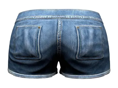 Casual Stylish Short Blue Diesel Jeans Low-poly 3D model