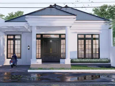 White Classic Luxury house Full Interior and furniture 3D model