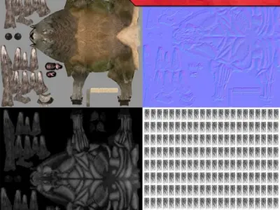 Stag Animated Low-poly 3D model