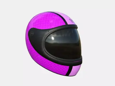 Cartoon Helmet Kart A05 Pink - Character Design Low-poly 3D model