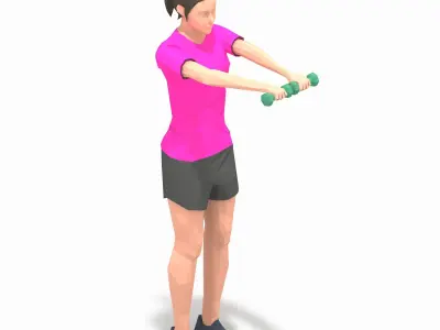 Forward Raise Exercise Woman Animation Low-poly 3D model