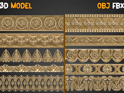 50 Ornaments Trim Brush  Vol 11 Low-poly 3D model