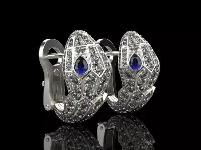 Bvlgari Snake Earrings Gold  3D print model
