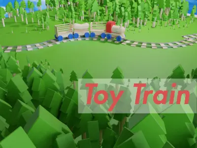 Wooden Toy Train cargo and track 3D model