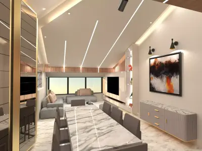 Modern Home with Roof Ceiling 3D model