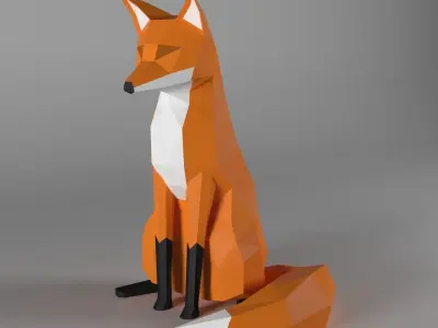 fox low poly style Low-poly 3D model