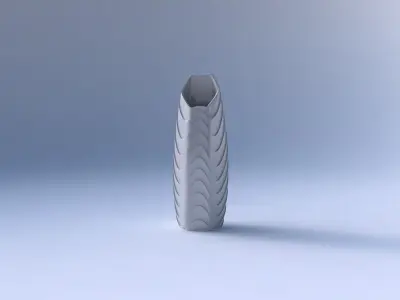 Vase bent hexagon with horizontal wavy layers 3D print model