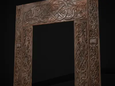 Viking Carved Decoration Wall Low-poly 3D model