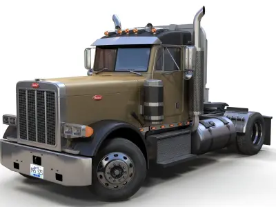 Peterbilt 379 singleaxle truck Low-poly 3D model