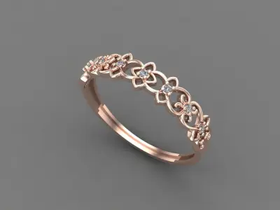 Women Ring Diamond Stone STL 3DM Lightweight Printable 3D print model 22