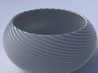 Bowl spheric squeezed wide with bent extruded lines 2 3D print model