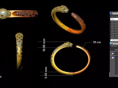 Diamond Panther Bangle 3D Model 3D print model