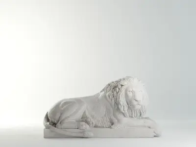Recumbent Lion Sculpture VR AR Mobile-ready Game-ready Low-poly 3D model