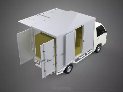 UTE BOX TRUCK PICKUP CARGO FREIGHT CUBE VAN 3 WAY WIDE DECK CAR 3D model